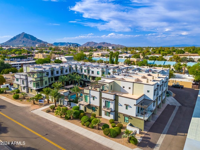 aerial view with a mountain view