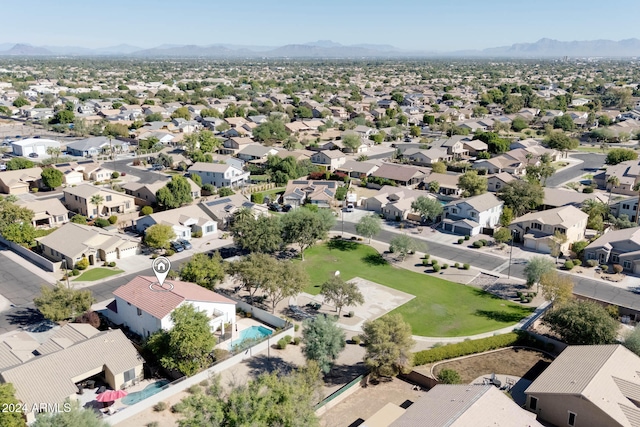 drone / aerial view with a mountain view