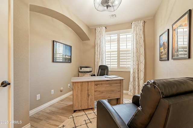 office area featuring light wood-type flooring