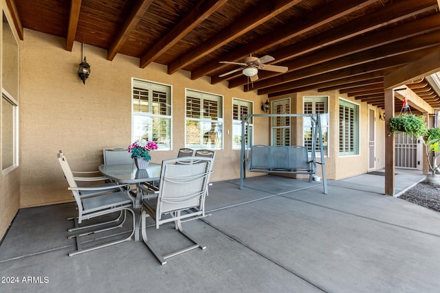 view of patio with ceiling fan