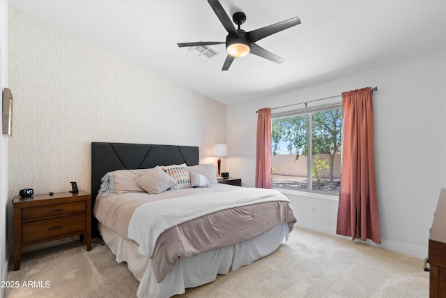 5024 S Citrus Ct, Gilbert, AZ 85298 - carpeted bedroom with wallpapered walls and ceiling fan