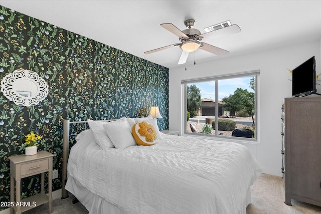5024 S Citrus Ct, Gilbert, AZ 85298 - carpeted bedroom featuring wallpapered walls and a ceiling fan