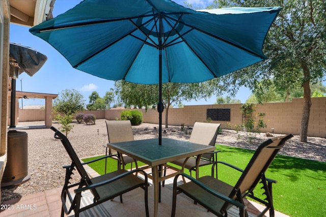 5024 S Citrus Ct, Gilbert, AZ 85298 - fenced backyard featuring outdoor dining space and a patio