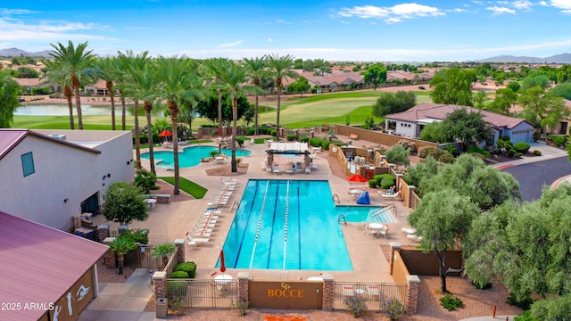 5024 S Citrus Ct, Gilbert, AZ 85298 - community pool with a patio, golf course view, a water and mountain view, and a residential view