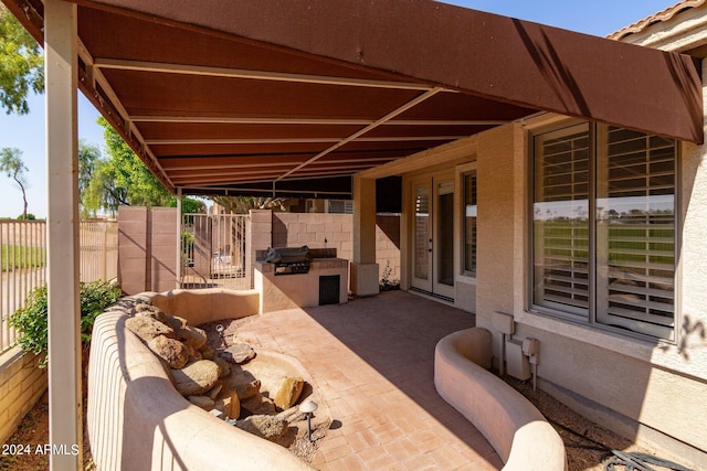 view of patio / terrace with french doors and grilling area