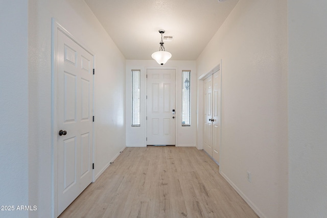 entrance foyer with light hardwood / wood-style floors