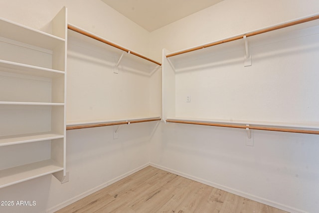 walk in closet with hardwood / wood-style floors