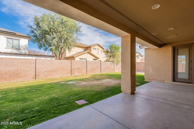 view of yard with a patio area