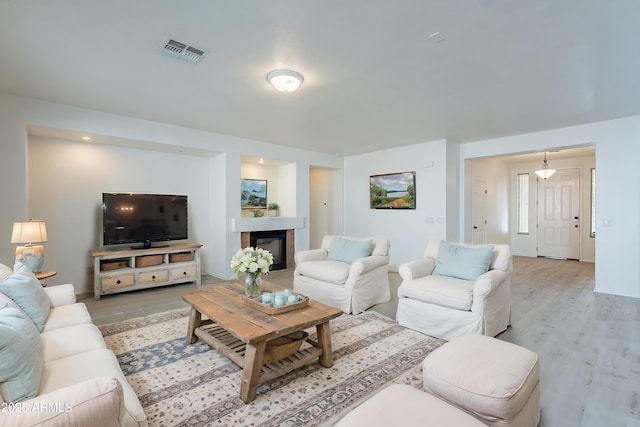 living room with hardwood / wood-style flooring