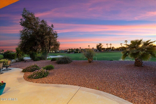 yard at dusk with a patio