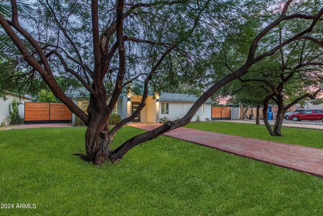 ranch-style house with a front lawn