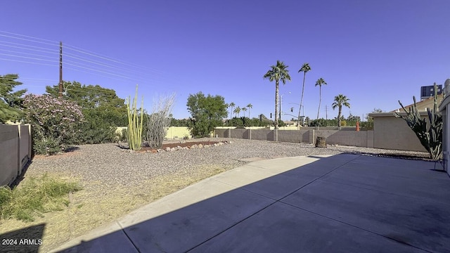 view of yard featuring a patio area and central AC