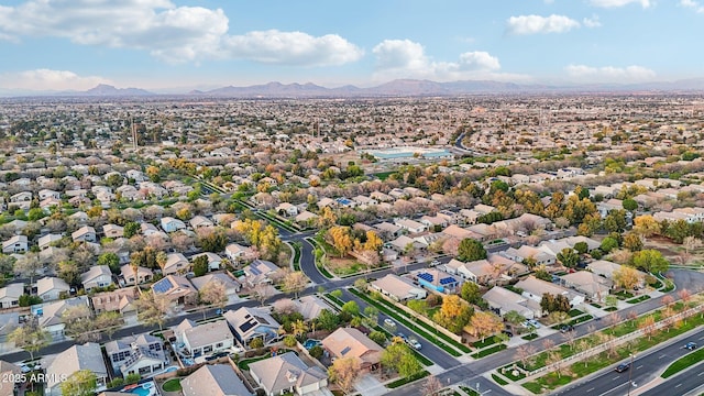 bird's eye view featuring a mountain view and a residential view