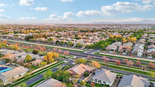 aerial view with a mountain view and a residential view