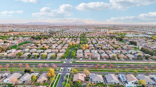 bird's eye view featuring a mountain view and a residential view