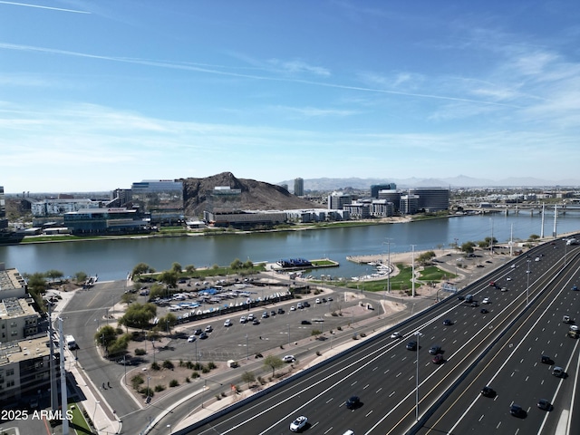 water view featuring a city view and a mountain view