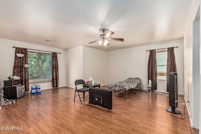 8939 W Villa Rita Dr, Peoria, AZ 85382 - interior space featuring wood finished floors, a ceiling fan, and a textured ceiling