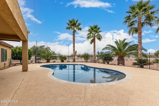 view of swimming pool with a patio area, a fenced backyard, and a fenced in pool