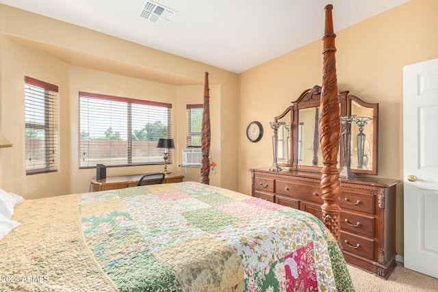 carpeted bedroom featuring cooling unit