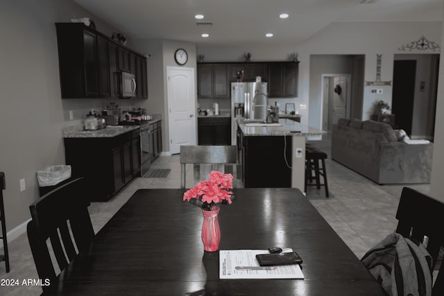 dining area featuring sink