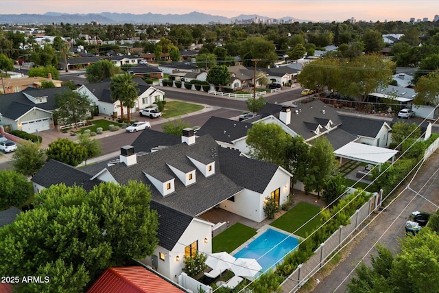 3808 E Fairmount Ave, Phoenix, AZ 85018 - aerial view at dusk of a residential view and a mountain view