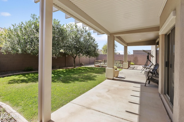 view of patio featuring a fenced backyard