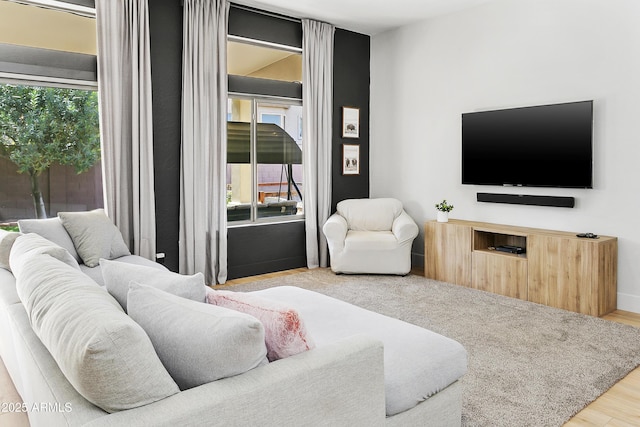 living area with wood finished floors