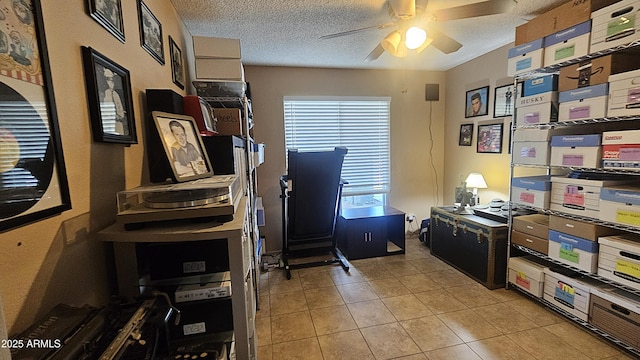 5751 W Muriel Dr, Glendale, AZ 85308 - home office featuring a ceiling fan, light tile patterned floors, and a textured ceiling