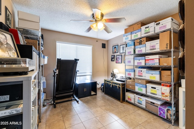 5751 W Muriel Dr, Glendale, AZ 85308 - office space with ceiling fan, a textured ceiling, and light tile patterned floors