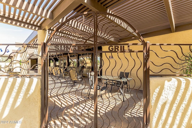 wooden deck with a pergola