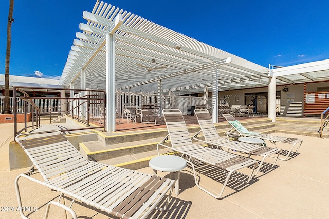 view of patio featuring a pergola