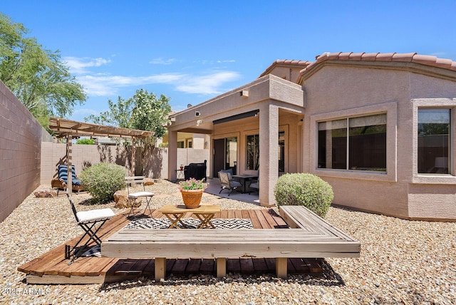 3026 W Silver Fox Way, Phoenix, AZ 85045 - fenced backyard with a patio and a pergola