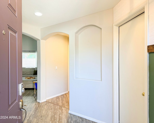 hall featuring light hardwood / wood-style flooring