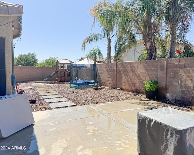 view of patio with a trampoline