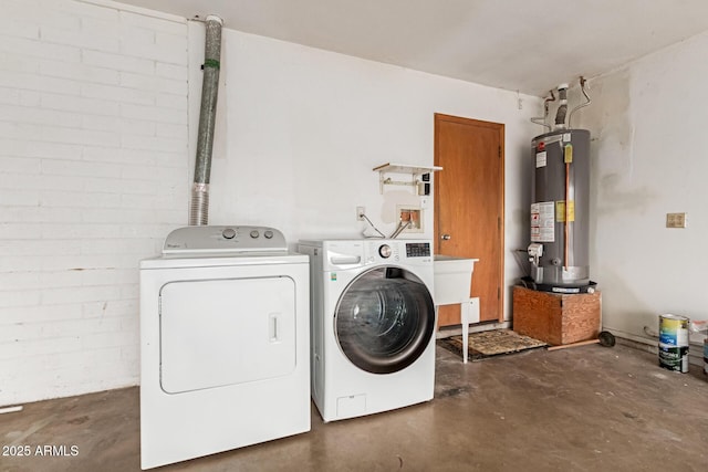 100 E Geneva Dr, Tempe, AZ 85282 - clothes washing area with water heater and washing machine and dryer