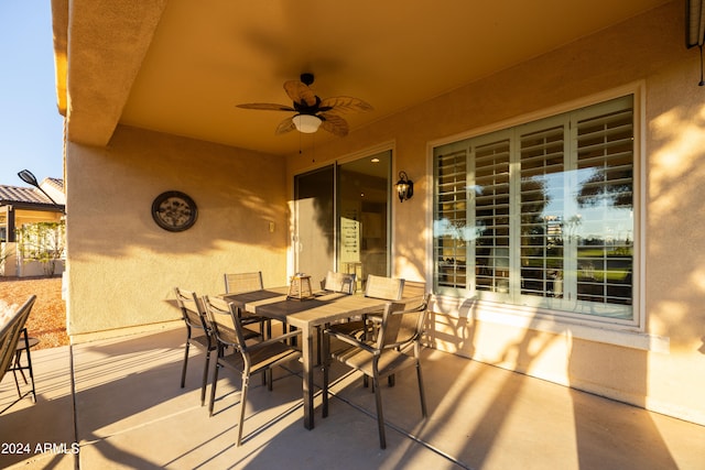 view of patio / terrace featuring ceiling fan