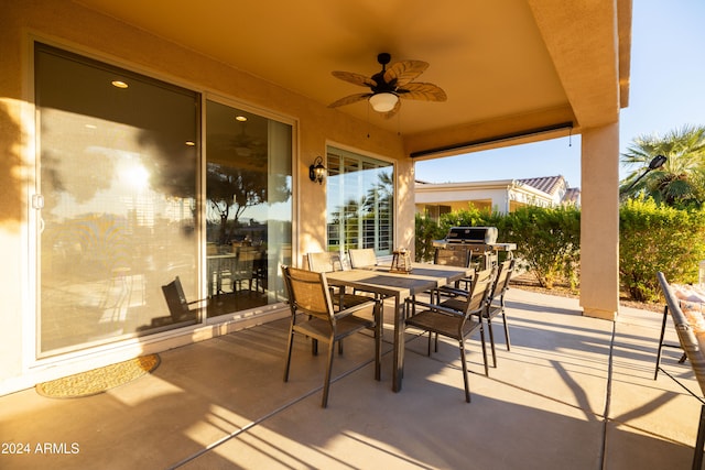 view of patio / terrace featuring ceiling fan