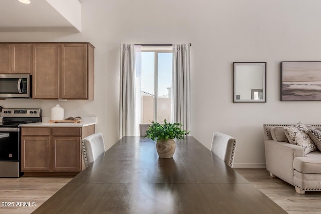 dining area with light hardwood / wood-style floors