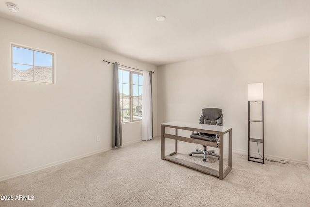 view of carpeted office space