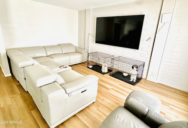 living room with light hardwood / wood-style floors