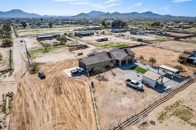 drone / aerial view featuring a mountain view