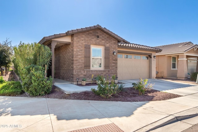 view of front of property with a garage