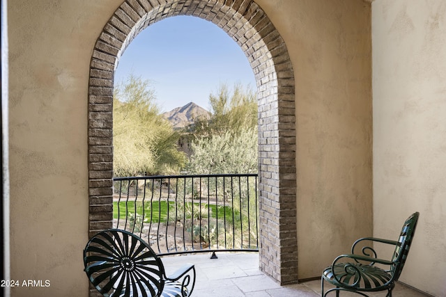 balcony with a mountain view