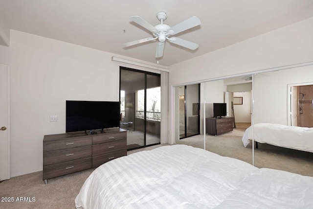 bedroom with light colored carpet