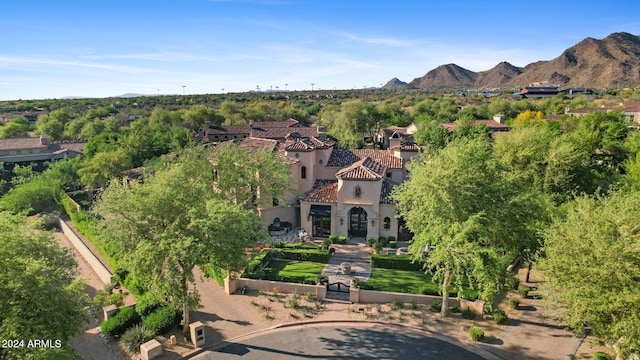 aerial view with a mountain view