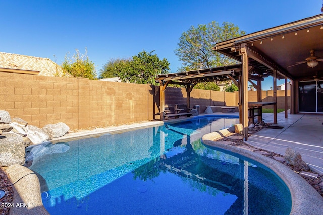 view of swimming pool featuring a patio