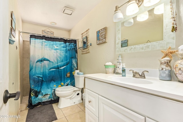 7259 E Glencove St, Mesa, AZ 85207 - bathroom featuring tile patterned floors, vanity, and a shower with curtain