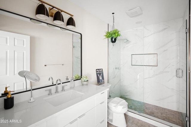 8001 E Voltaire Ave, Scottsdale, AZ 85260 - bathroom featuring a marble finish shower and vanity