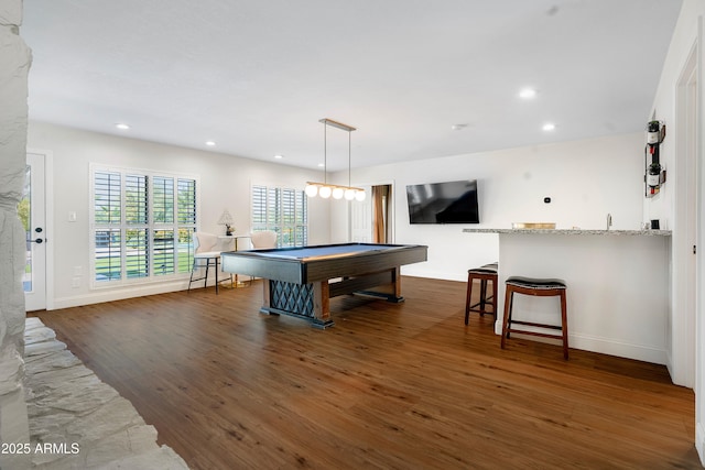 8001 E Voltaire Ave, Scottsdale, AZ 85260 - game room featuring pool table, dark wood-type flooring, and recessed lighting