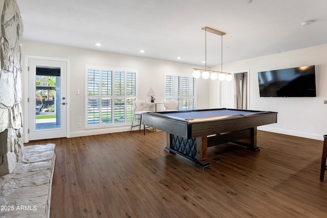 8001 E Voltaire Ave, Scottsdale, AZ 85260 - game room featuring billiards table, wood finished floors, and recessed lighting